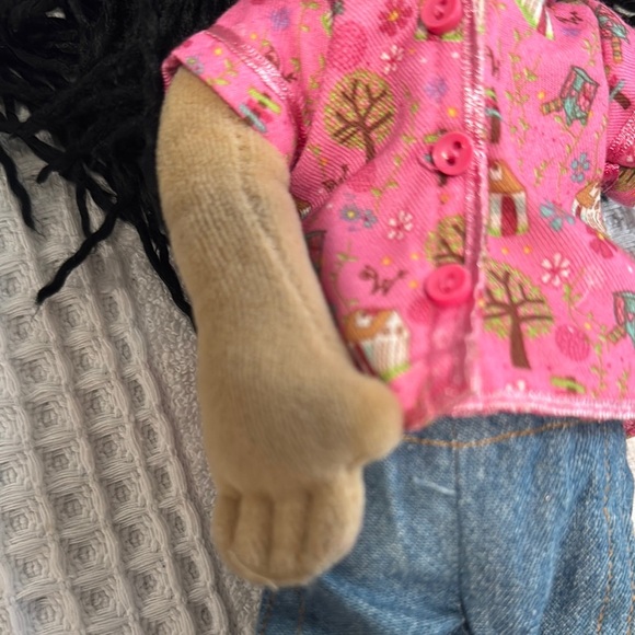 Pink and Tan Plush Doll with Asian-Inspired Features - Picture 8 of 9